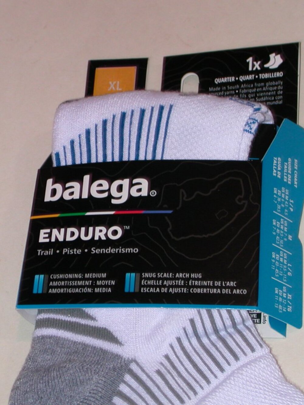 Balega Enduro Trail Medium Cushion Quarter Socks Men's Size XL White NWT